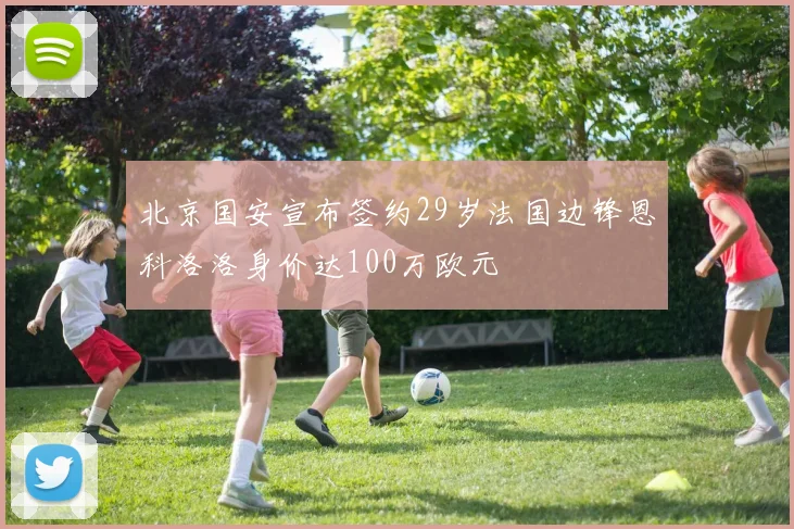 北京国安宣布签约29岁法国边锋恩科洛洛身价达100万欧元