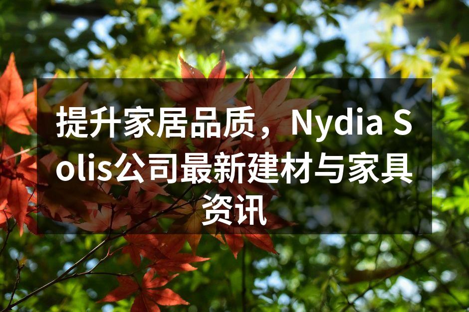 提升家居品质，Nydia Solis公司最新建材与家具资讯